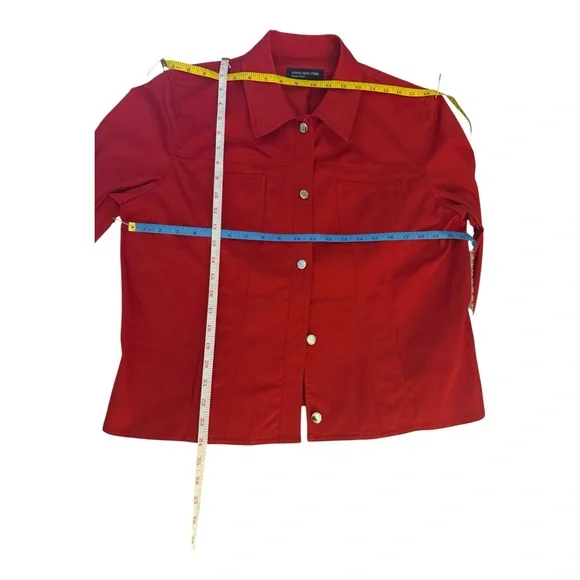 Jones New York Barbie core Red Lightweight Jacket Cotton blend Classic Collar - Picture 8 of 10